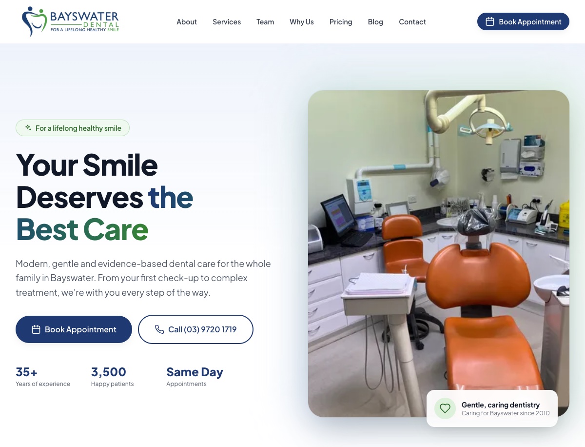Bayswater Dental website