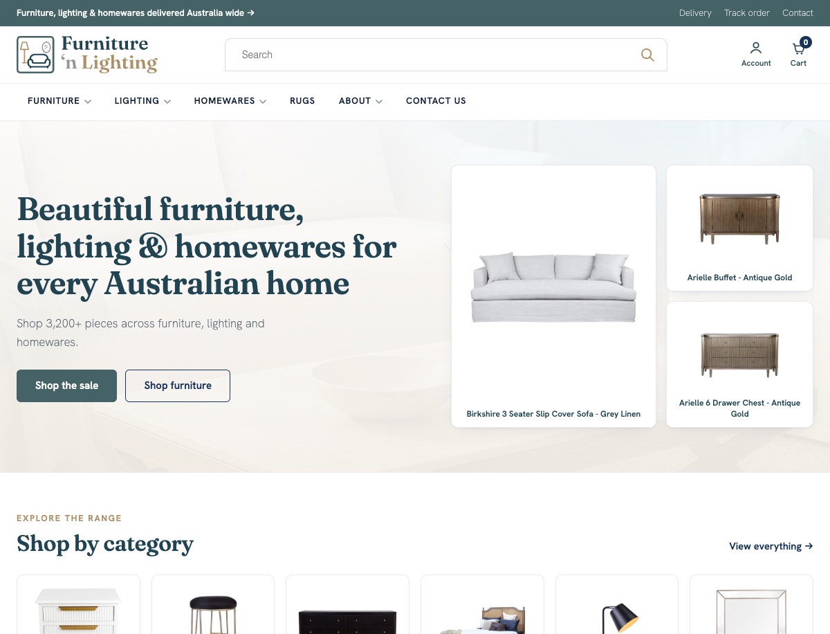 Furniture 'n Lighting website