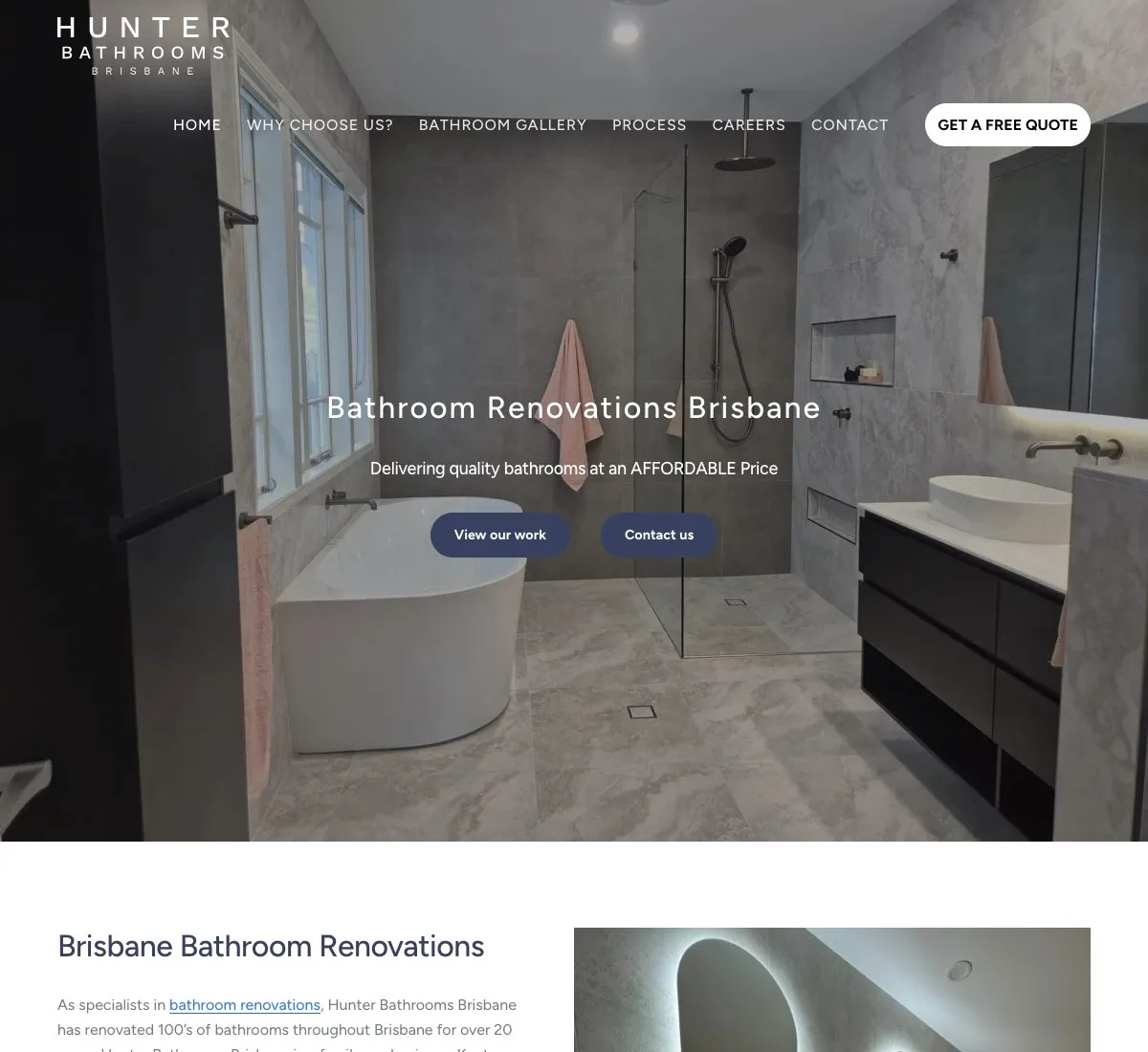 Hunter Bathrooms Brisbane website
