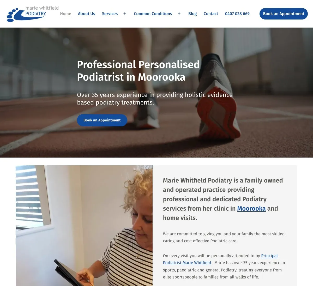 Marie Whitfield Podiatry website