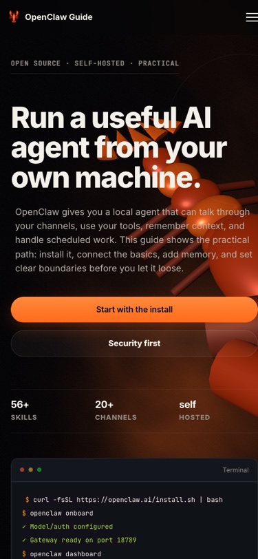 OpenClaw mobile website built by Hooray Digital