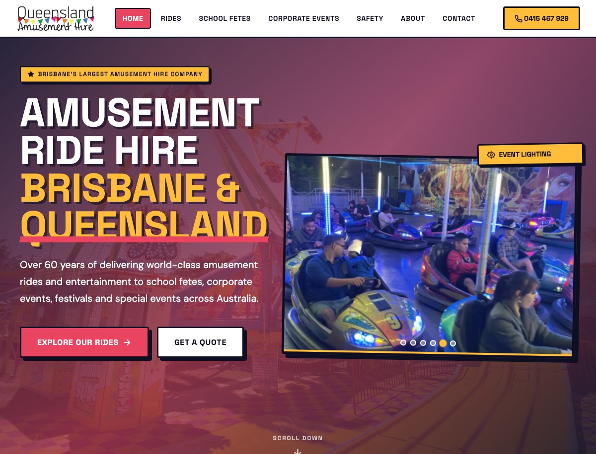 QLD Amusement Hire website