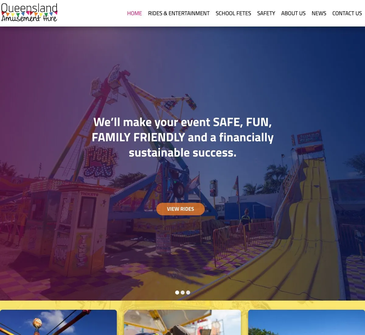 QLD Amusement Hire website