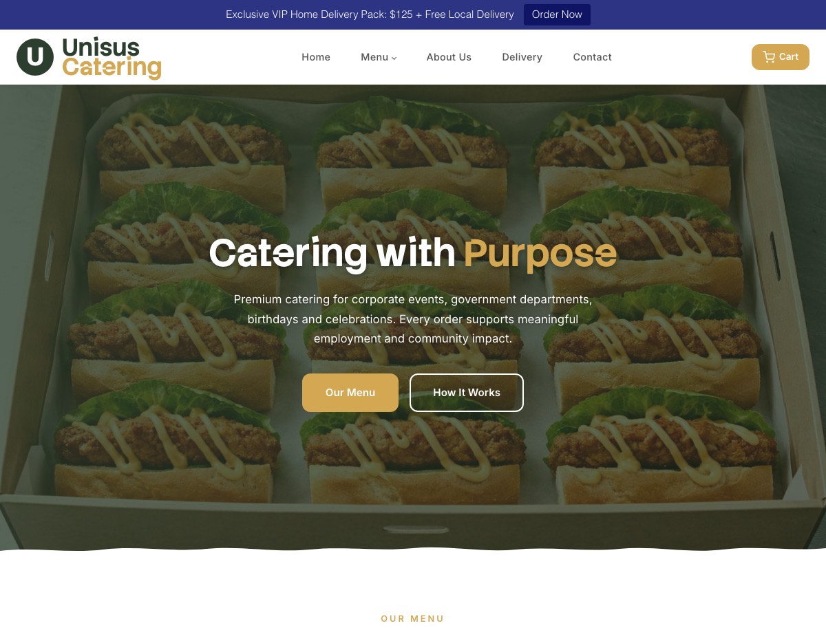 Unisus Catering website
