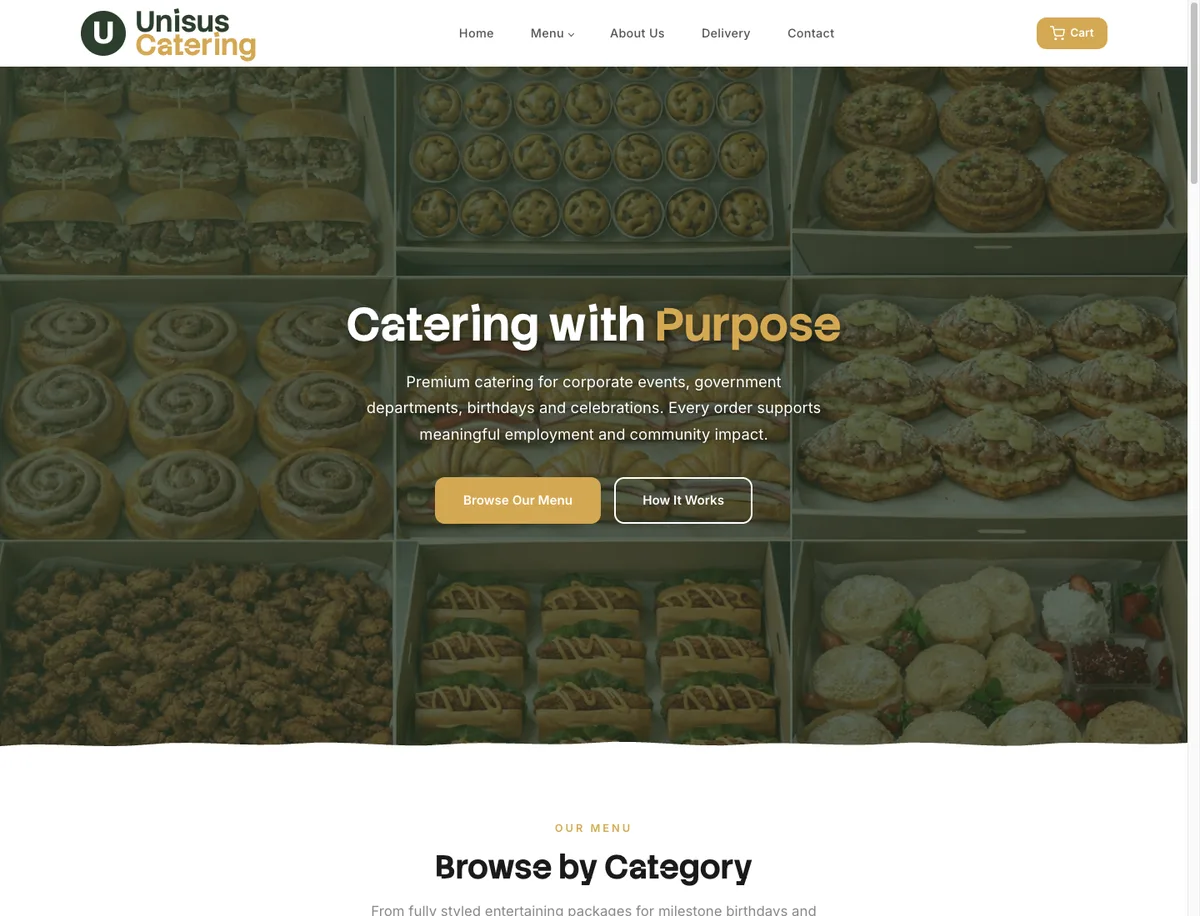 Unisus Catering website